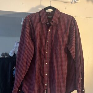 Eddie Bauer red and blue checkered long sleeve collared shirt